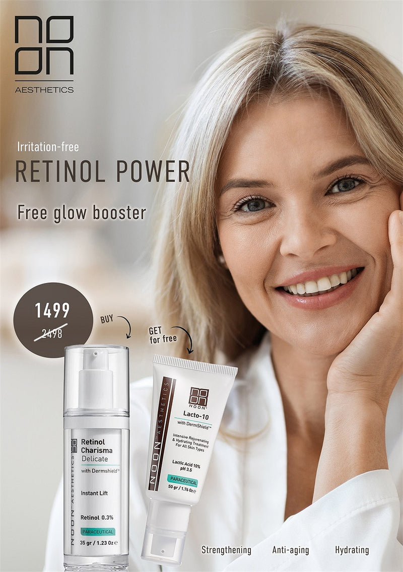 KJØP RETINOL CHARISMA 0,3%, OG FÅ GRATIS LACTO-10 (selges KUN i klinikk)