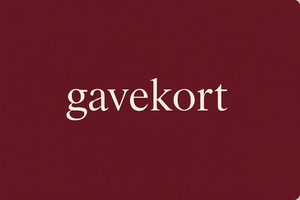ha vinrød bakgrunn og la det stå gavekort med hvit skrift i modten 