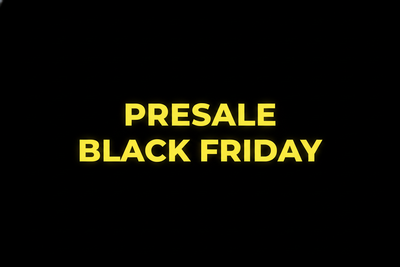 svart bakgrunn med tekst presale black friday